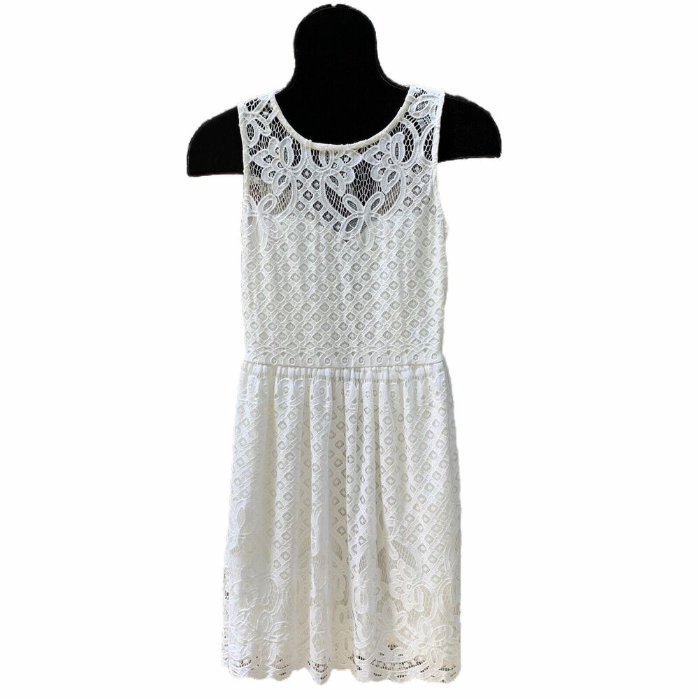 Love Fire Dress Juniors Size S Cream Lace Overlay Lined Romantic Coquette